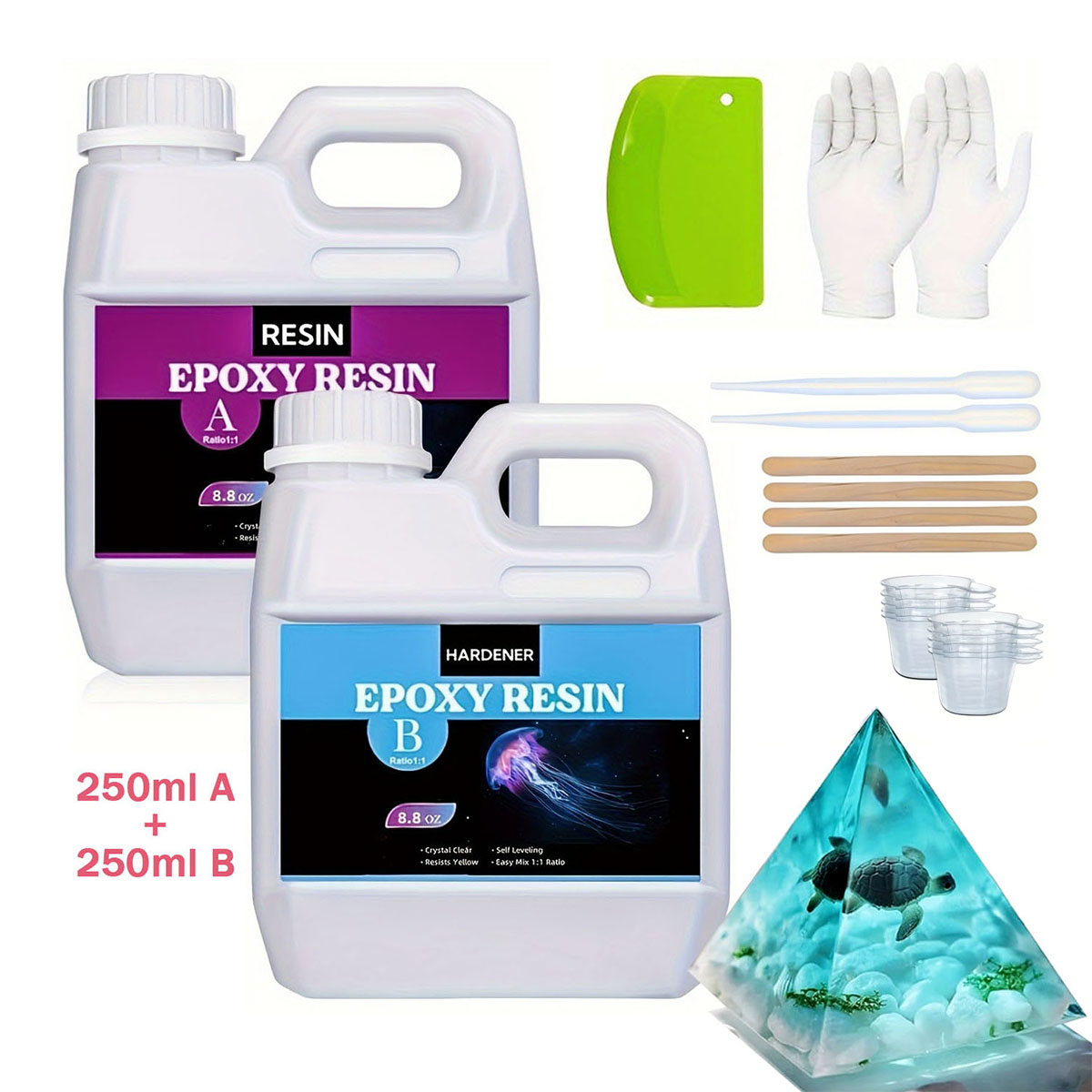 Resin Kit Cast - 125ml/250ml Crystal Clear Casting Resin Kit,