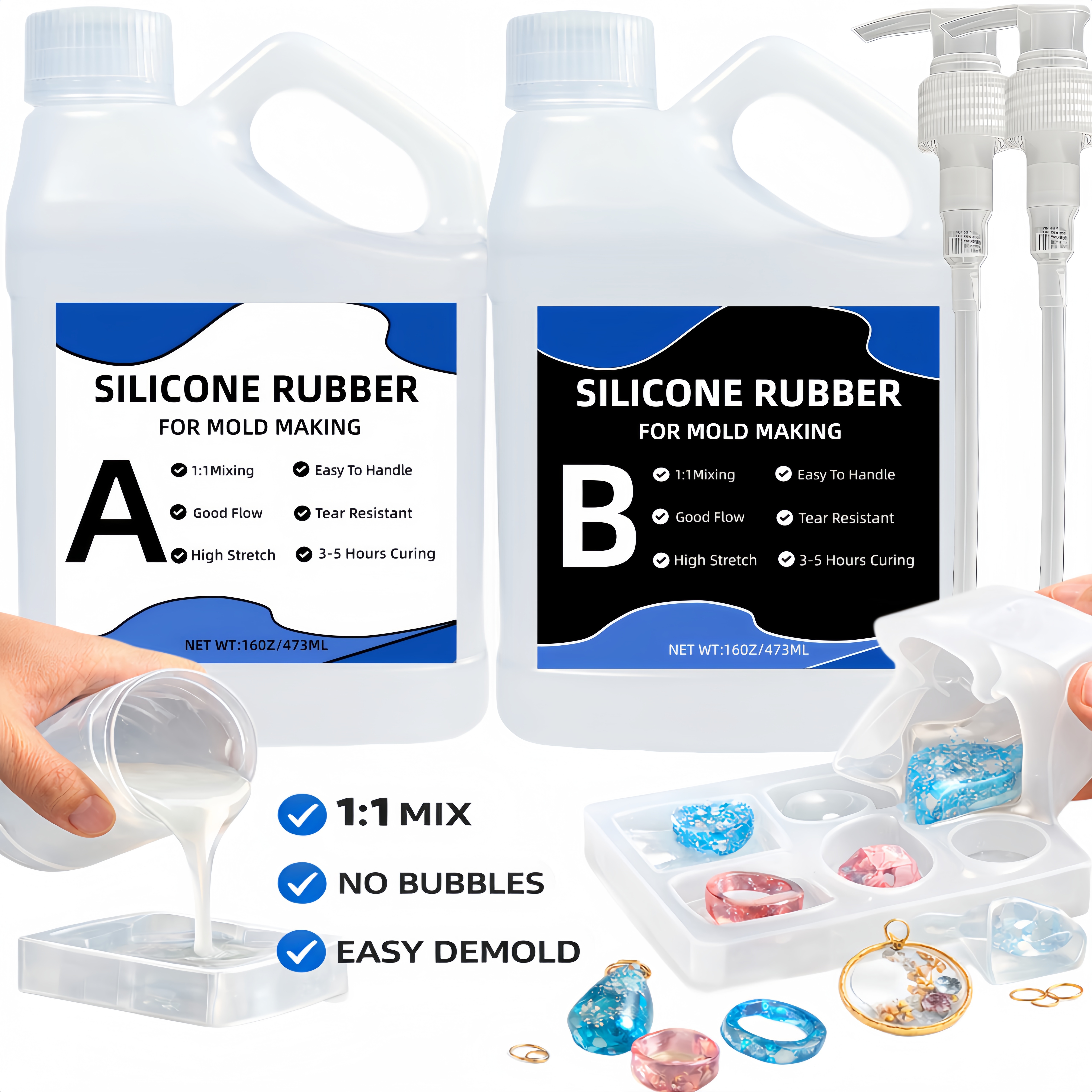 Resin Kit Cast - 1:1 Translucent Liquid Silicone Rubber DIY