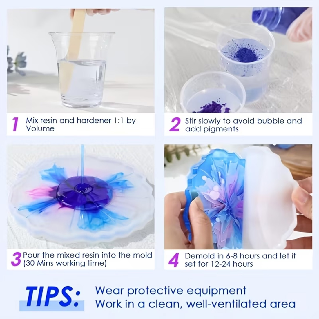 6Pcs Silicone Molds for Epoxy  - Resin Kit Cast のレビューと価格