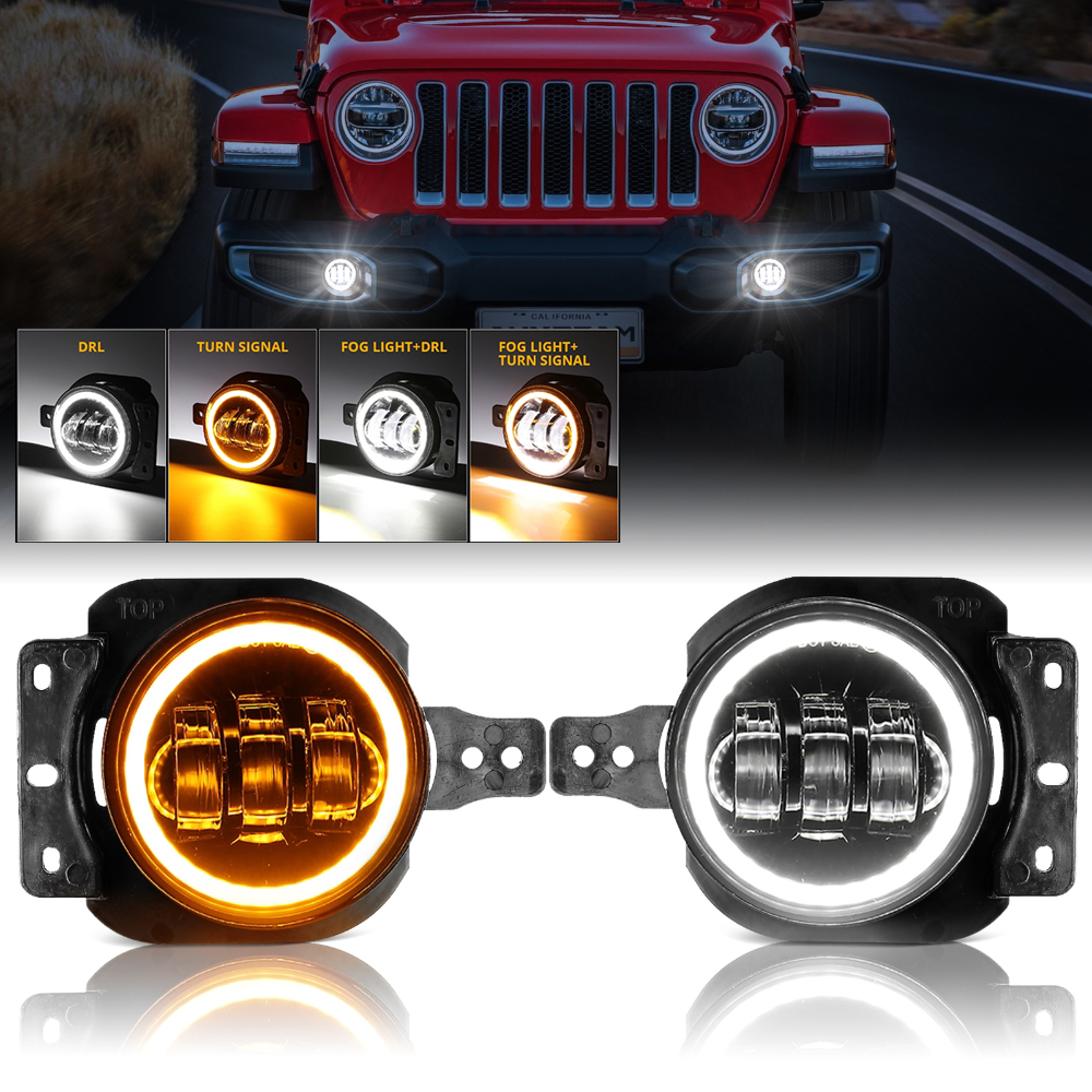60W LED Front Fog Lights DRL w - Model Kit Jeep のレビューと価格