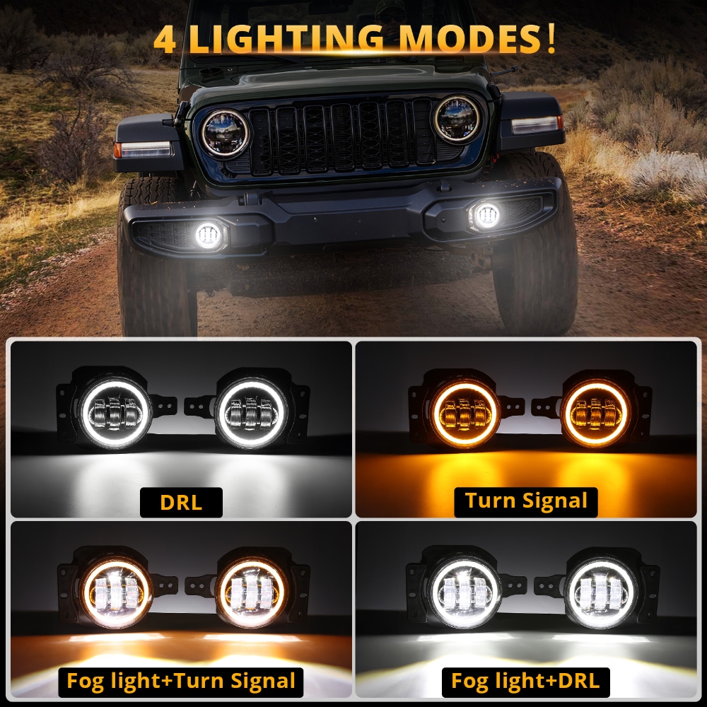 60W LED Front Fog Lights DRL w - Model Kit Jeep のレビューと価格