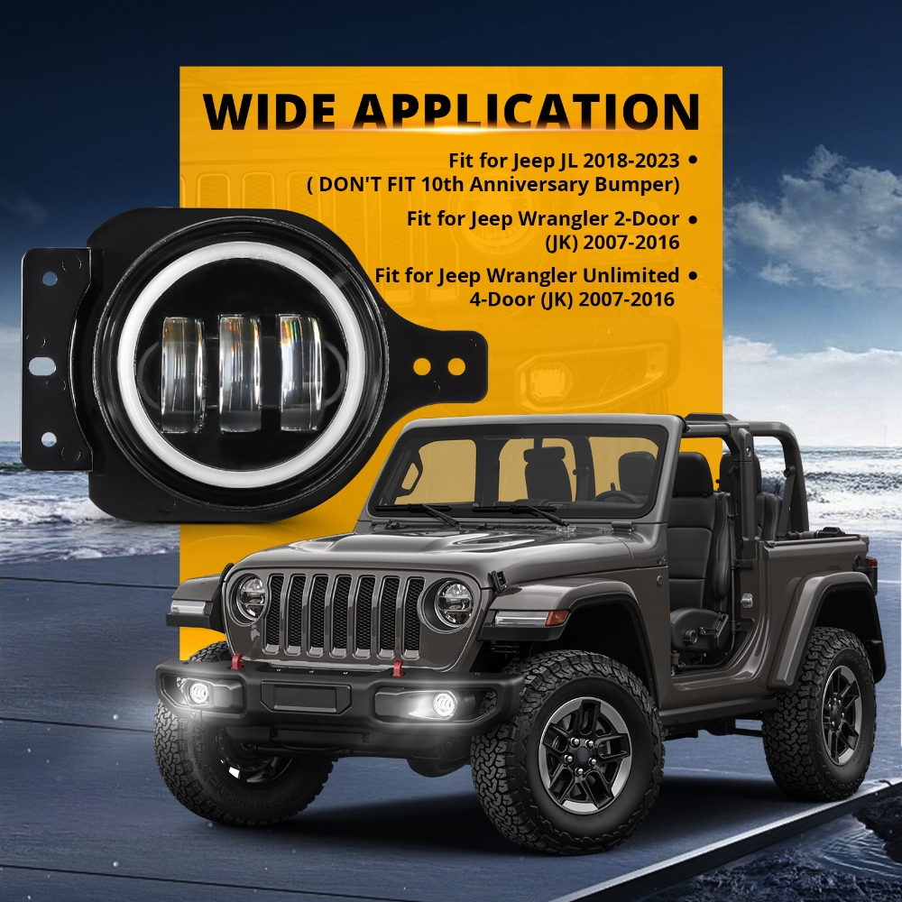 60W LED Front Fog Lights DRL w - Model Kit Jeep のレビューと価格